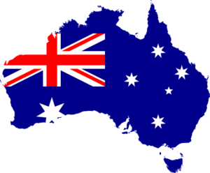 Australia flag on country's shape